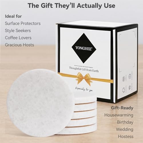 Pure White Marble Coasters Set of 6, Elegant ICY Crystal Coasters for Coffee Table, 4" Round Polished White Stone Coaster with Sparkling Texture – Heat Resistant, Non-Slip, Housewarming Gift - Image 6