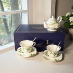 Vintage Floral Porcelain Bone China Tea Set - 1 Teapot, 2 Cups & Saucers with Gold Trim, Includes 2 Spoon, 22oz Floral Ceramic Teapot (Suitable for 1 to 3 people) (White Camellia) - Image 5