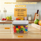 Pop Push Button Airtight Food Storage Containers 4 Pack (0.7Qt) - Image 2