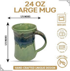 Clay in Motion Handmade Ceramic Mug 24 oz, Large Coffee Mug, Hand Painted Stoneware, Dishwasher Microwave & Oven Safe, Lead-Free, Made in USA Since 1981 (Misty Green) - Image 2