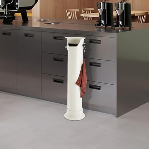 Knock Box for Coffee Grounds,Commercial Floor Standing Knockbox w/Removable Base,Coffee Knock Box,Coffee Grind Collection Dump Bin,Grounds Bucket w/Garbage Bags and Towels for Kitchen,Office (White) - Image 6