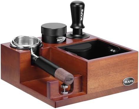 IKAPE V3 Espresso Knock Box, Modern Wooden Coffee Organizer, 51-58mm Tamper & Distributor Storage, Non-Slip, Portable, 9.5*9.5*3.5 inches - Image 6