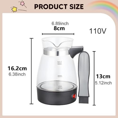 Electric Turkish Coffee Pot Detachable Handle Clear Glass Multipurpose Teapot Kettle Coffee Machine for Office RV Restaurant, 110V - Image 4