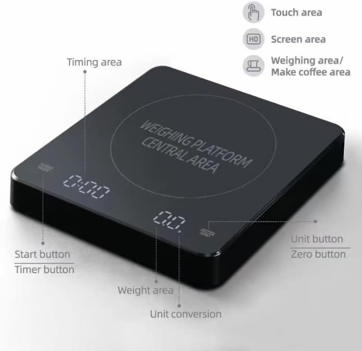 Mini Rechargeable Digital Coffee Scale with Timer, 3Kg/0.1g High Precision Sensor, Waterproof & Heat Resistant 135°C, with Silicone Mat, Ideal for Espresso, Kitchen, and Baking Lovers - Image 5