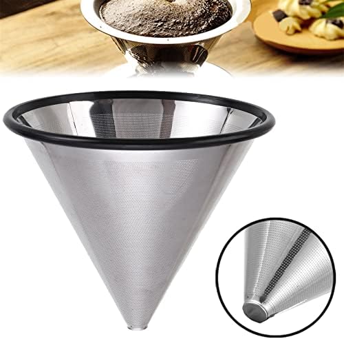 Coffee Filters Reusable Coffee Filter Stainless Steel Cone Dual Filter Dripper Tea Filter Funnel Mesh Coffee Filters - Image 3
