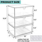 Prsildan Acrylic Makeup Organizer, 3 Pack Stackable Clear Storage Drawers for Baby Bottles Desk Organizers with 3 Drawers for Countertop Vanity Nursery Modular System for Cosmetics Jewelry - Image 3