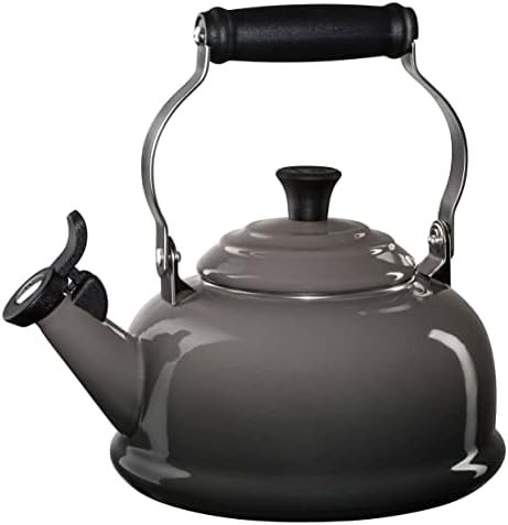 Le Creuset Enamel On Steel Whistling Tea Kettle, 1.7 qt., Oyster/Black Knob by Unknown