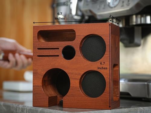 58mm Gaggia Espresso Accessories Kit –Rosewood Naked Portafilter, Auto-Level Espresso Press, Ground Distribution Tool, Wooden Barista Holder & Coffee Puck Knock Bin - Image 6