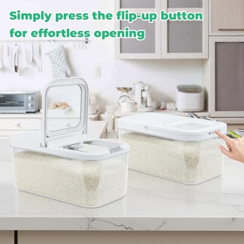 TBMax Rice Flour Storage Container with Automatic Flip-up Lid 13 Lbs | 6.5 Qt, Short and Narrow Food Storage Flour Bin for Kitchen Drwer Organization, Pet Dog Cat Food Storage Container - Image 3