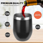 StarSpeed 12oz/6 Pack Insulated Wine Tumbler with Lid,Black - Image 3