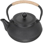 Cast Iron Teapot 800ml with Infuser and Handle Black by Hemobllo
