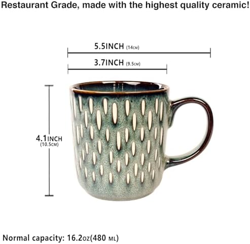 16 Ounces Coffee Mugs, Ceramic Coffee Mugs with Texture Patterns for Man,Woman,Dad,Mom, Modern Coffee Mugs Set of 4 for Latte/Cappuccino/Cocoa, Dishwasher&Microwave Safe - Image 2