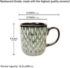 16 Ounces Coffee Mugs, Ceramic Coffee Mugs with Texture Patterns for Man,Woman,Dad,Mom, Modern Coffee Mugs Set of 4 for Latte/Cappuccino/Cocoa, Dishwasher&Microwave Safe - Image 2