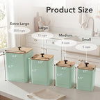 PERFNIQUE Kitchen Canisters, Airtight Canister Sets of 4 for Kitchen Counter, Sage Green Kitchen Accessories, Coffee Tea Sugar Flour Spice Tin Jars Food Storage (Sage Green) - Image 2