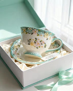 8oz Bone China Tea Cup and Saucer Set, Azure Bloomfield - Image 3