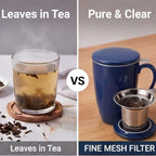 PATIKIL 450 Ml/15 oz Ceramic Tea Infuser Mug with Lid and Stainless Steel Filter | Microwave & Dishwasher Safe Loose Leaf Tea Cup for Office Home Gift, Blue - Image 2