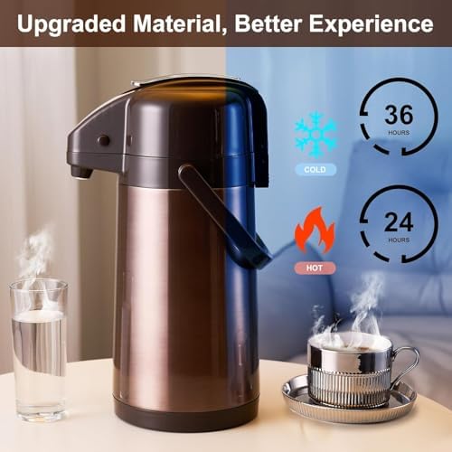 PARACITY Coffee Dispenser with Pump, 2 Airpot Carafes, 84.5 fl oz Each - Image 4