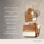Twine Marble and Acacia Coasters, Modern Square Coasters, Acacia Wood, Marble, Protect Tables and Surfaces, Set of 4 - Image 2