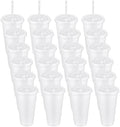Roshtia 24 Pack Clear Plastic Tumblers with Lid and Straw, 24 Oz by Roshtia