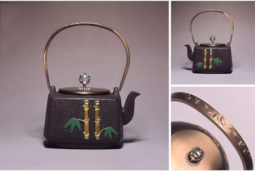 Cast Iron Tetsubin Teapot 1.2L Handmade Japanese Tea Kettle With Turtle Crane Pattern, Heat Resistant Loose Leaf Tea Pot - Image 6