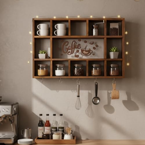 Cinnvoice Oversize Coffee Mug Display Shelf for Wall, Rustic Brown - Image 3
