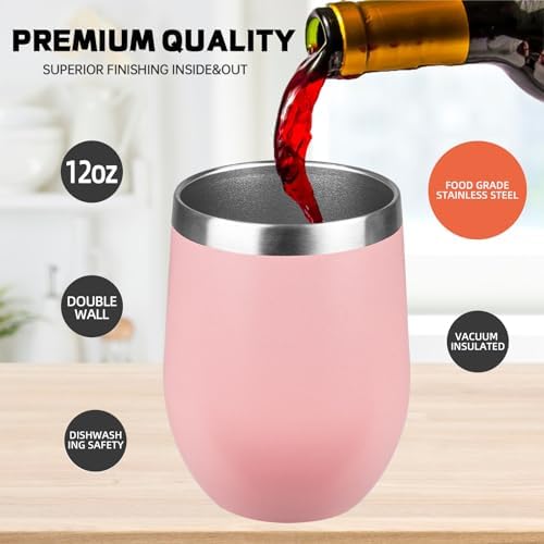 StarSpeed 12oz/6 Pack Insulated Wine Tumbler with Lid,Light Pink - Image 3
