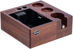 IKAPE V2 Espresso Knock Box, Espresso Coffee Organizer Box Fit for Storage 51mm 53/54mm 58mm Espresso Tamper, Distributor, Portafilter & Puck Screen Accessories, Natural Walnut Station Base (8 IN One) by IKAPE