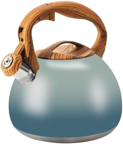 3.2Qt Stainless Steel Whistling Tea Kettle Stovetop, Grayish Blue by FOEDO