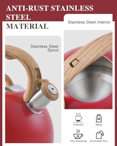 2.7 Qt Whistling Tea Kettle for Stovetop with Heat-Resistant Handle - Image 4