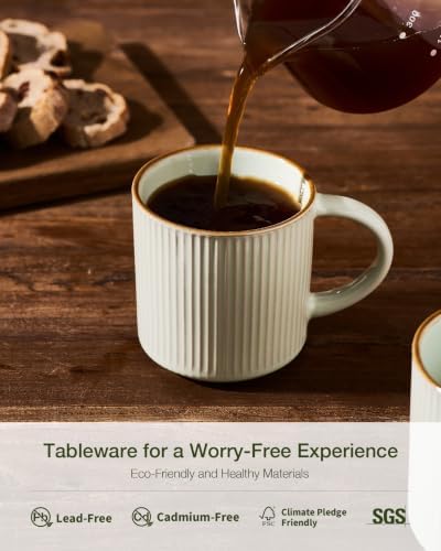 famiware Coffee Mug Set of 8, Star 12 oz Ceramic Mugs Cups Set with Handle - Image 6