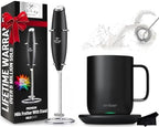Ember Temperature Control App-Enabled Smart Mug 2, 10 oz with Zulay Milk Frother and Signature Cloth by CertifiedBrands