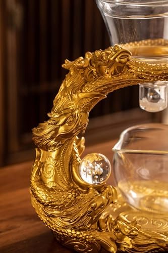Glass Teapot Set with Infuser Semi Automatic Dragon Tea Set (Golden teapot) - Image 2