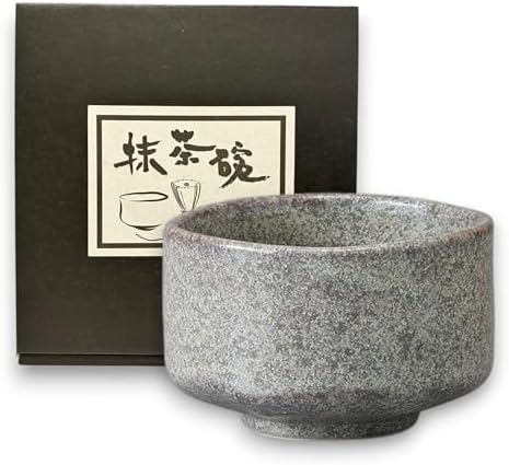 Ceramic Matcha Tea Bowl Authentic Japanese Tea Ceremony Pottery, Mino Ware Made in Japan (Marble Grey) - Image 2