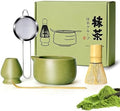 Whisk Set,Matcha Set,Matcha Kit,Matcha Bowl with Spout,Scoop,Sifter,Bamboo Whisk,Chasen Holder,Unique Gifts for Women Mom her Grifend,Gifts for Christmas, Birthday (Green-5pcs/set with box) by AhandmadeceramicstandinginYQAMK