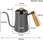 NEOUZA 500ml Gooseneck Kettle, 304 Stainless Steel Stovetop Safe Kettle for Pour Over Coffee and Tea, Precision Spout & Wooden Handle - Image 2