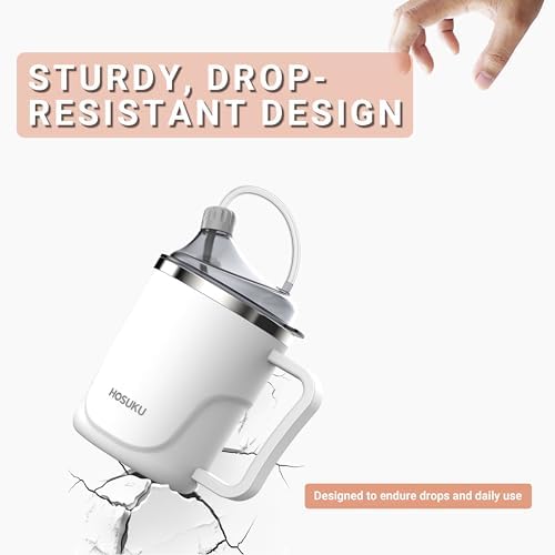 Adult Sippy Cup for Elderly, 13.5 oz, 2 Lids, White - Image 4