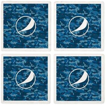 CafePress Pepsi Pattern 4 Tumbled Stone - Set of 4 Coasters Set of w/holder - Image 4