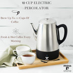 Moss & Stone 10 Cup Electric Percolator Coffee Pot, Stainless Steel - Image 4