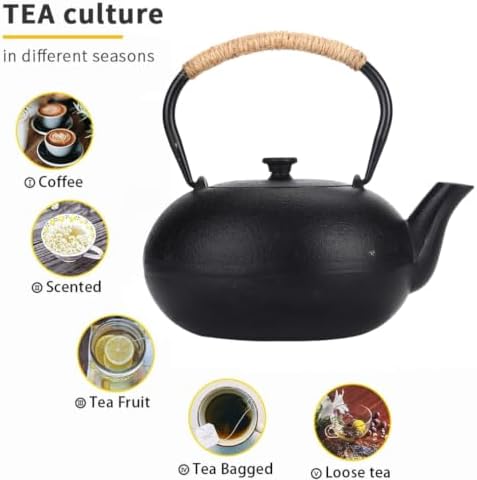 0.8L Japanese Style Cast Iron Teapot Without Coating Tetsubin Tea Kettle with Infuser Iron Tea Gift for Adult Father Mother Family - Image 4