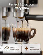 Topzee Espresso Machine 20 Bar, Compact Coffee Maker with Milk Frother & Cold Brew Function, 52oz Removable Water Tank, Stainless Steel Cappuccino, Latte Maker, Silver - Image 2