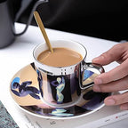 Reflection Cup,Mirror Cup and Saucer,Anamorphic Cup and Saucer,Creativity Tea Cup and Saucer Set,Ceramic Coffee Mug with Saucer and Spoon,for Cappuccino,milks,espresso,tea,coffee,250ml - Image 4