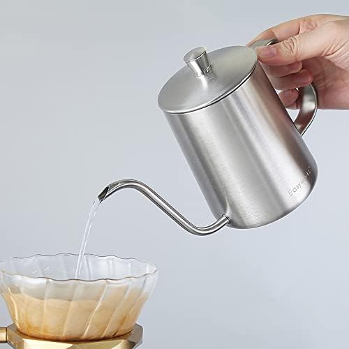 Easyworkz Gage Gooseneck Pour Over Coffee Kettle 12 oz, Silver, Bundled with Easyworkz Retro Stainless Steel Coffee Spoon With Black Walnut Handle,10g - Measuring Spoon (Gunmetal) - Image 3
