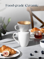 DOWAN 5oz Coffee Cup and Saucer Set of 4 and Pour Over Coffee Maker - Image 3