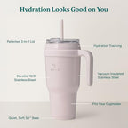 REDUCE Cold1 40 oz Tumbler with Handle - Vacuum Insulated Stainless Steel Water Bottle for Home, Office or Car, Reusable Mug with Straw or Leakproof Flip Lid, Keeps Drinks Cold All Day- Gloss Cotton - Image 4
