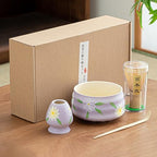 4Pcs/set matcha blender set bamboo tea matcha brush tea set matcha bowl with matcha tool set purple - Image 3
