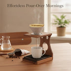Coffee Filter Holder Stand, Bamboo and Rosewood Base with Stainless Steel Ring for Stable Support (1 PC) - Image 3