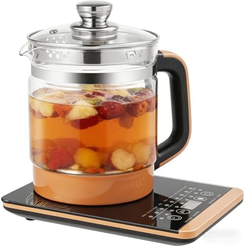 1.8l Electric Glass Kettle, 800w Multifunction Tea Maker With Touch Control, Egg Steamer And Adjustable Temperature For Tea Coffee Milk Soup And Porridge by Unknown