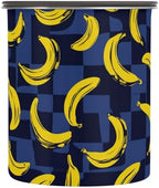 Dry Food Storage Containers Stainless Steel Storage Containers For Pantry Blue and Black Checkered Bananas Stackable Push Button 900ml by Unknown