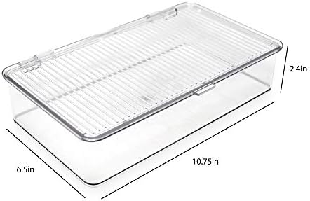 Isaac Jacobs Small Stackable Organizer Bin (10.75” x 6.5” x 2.4”) w Hinged Lid Clear Storage Box Home Office School Fridge Bathroom Kitchen Pantry Container BPAFree Food Safe (Small Clear) (Pack of 2) - Image 3