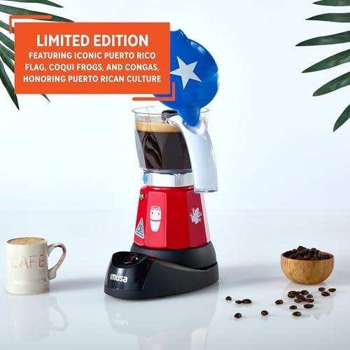 IMUSA 6 or 3 Cup Electric Boricua Espresso Coffee Maker, Red - Image 3
